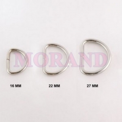 Półkółko D-ring metal srebrne 22mm 100szt