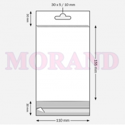 Woreczek foliowy OPP 30mic klapka zawieszka 30 mm 110x155 1000 szt