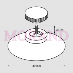 Przyssawka śruba 10mm i biała nakrętka fi40