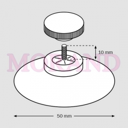 Przyssawka śruba 10mm i biała nakrętka fi50
