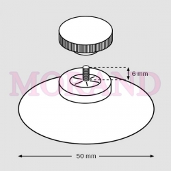 Przyssawka śruba 6mm i biała nakrętka fi50