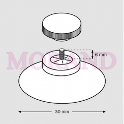 Przyssawka śruba 6mm i przezroczysta nakrętka fi30